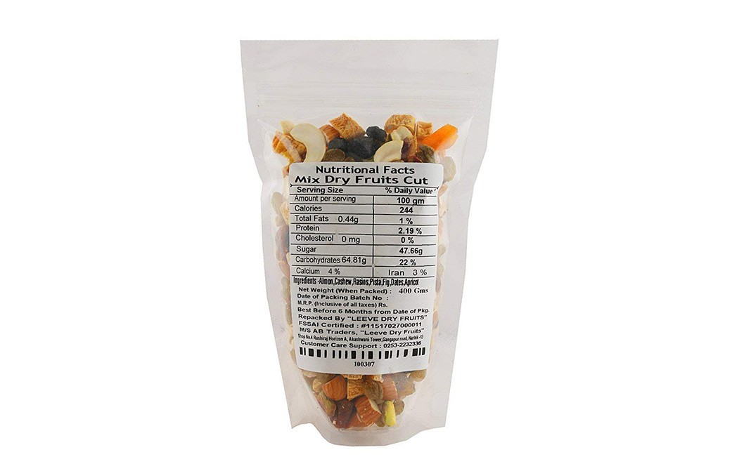 Leeve Dry fruits Mixed Cut Dry Fruits    Pack  400 grams